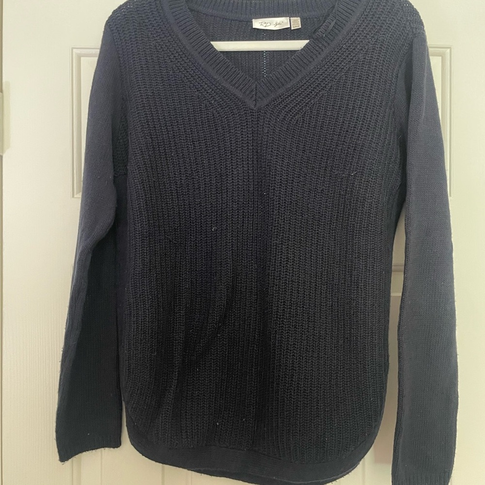 RD Style Deep Blue V-Neck Sweater